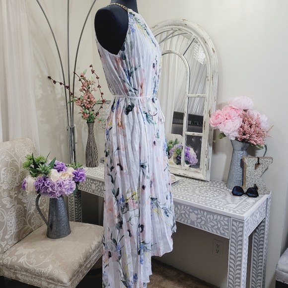 🍒NWT🍒 TED BAKER DIP HEM PLEATED DRESS - Picture 5 of 7